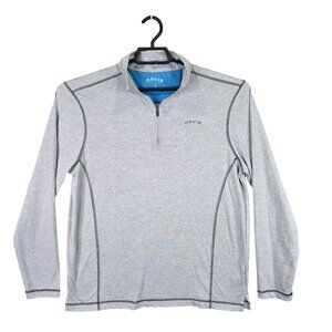 Mens Orvis Heathered Gray Pullover Shirt 1/4 Zip Long Sleeve Polyester Blend M